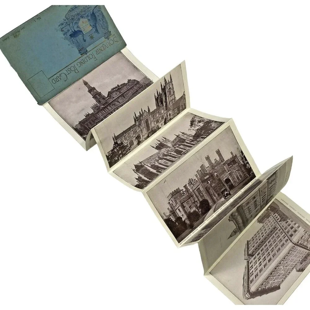 Sydney Australia Postcards 22 Picture Print Fold Out Unposted Blue Gold 1900s
